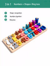 Montessori Wooden Number Learning Toy – Fishing, Ring Toss & Shape Sorting
